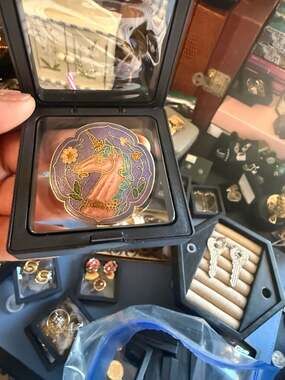 Vintage Cloisonne Enamel Unicorn Scarf Clip Gold Tone